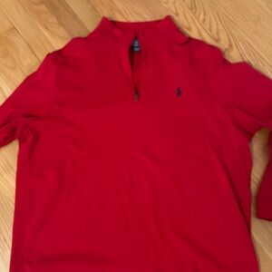Vintage Polo Ralph Lauren Quarter Zip Red Pima Cotton Sweatshirt Men's XL